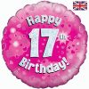 18" Happy 17th Birthday Pink Foil