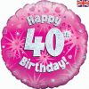 18" Happy 40th Birthday Pink Foil