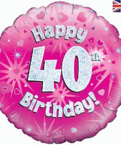 18" Happy 40th Birthday Pink Foil