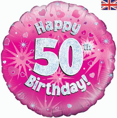 18" Happy 50th Birthday Pink Foil