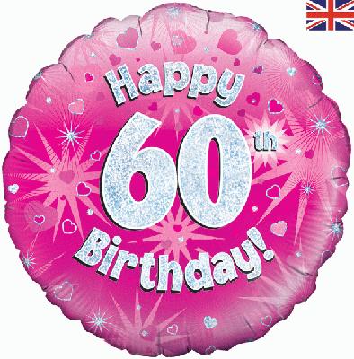 18" Happy 60th Birthday Pink Foil