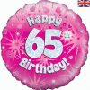 18" Happy 65th Birthday Pink Foil