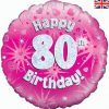 18" Happy 80th Birthday Pink Foil