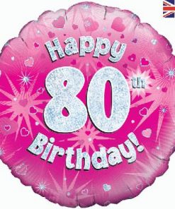 18" Happy 80th Birthday Pink Foil
