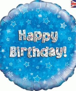 18" Happy Birthday Blue Holographic Foil