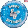 18" Happy 4th Birthday Blue Foil