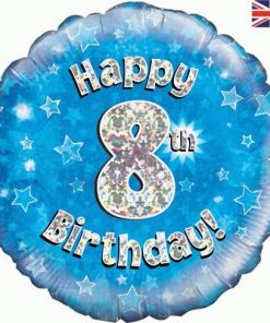 18" Happy 8th Birthday Blue Foil