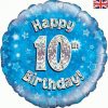 18" Happy 10th Birthday Blue Foil