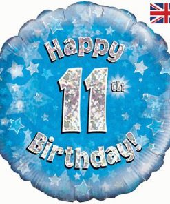 18" Happy 11th Birthday Blue Foil