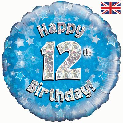 18" Happy 12th Birthday Blue Foil
