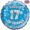 18"Happy 17th Birthday Blue Foil