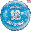 18" Happy 18th Birthday Blue Foil