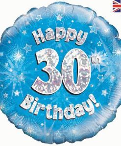 18" Happy 30th Birthday Blue Foil