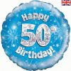 18" Happy 50th Birthday Blue Foil