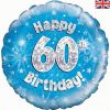 18" Happy 60th Birthday Blue Foil