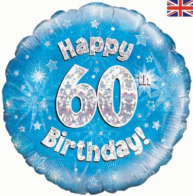 18" Happy 60th Birthday Blue Foil