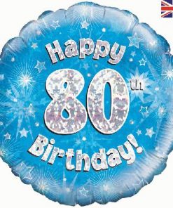18" Happy 80th Birthday Blue Foil