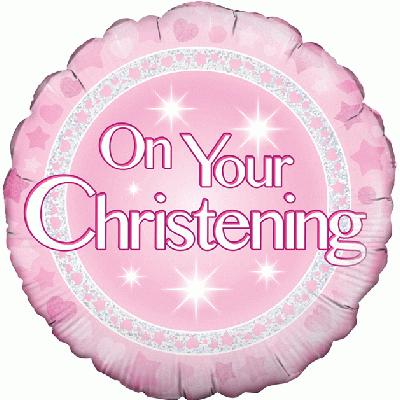 18" On Your Christening Girl Holographic Foil