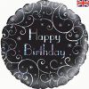 18" Birthday Black Swirls Foil