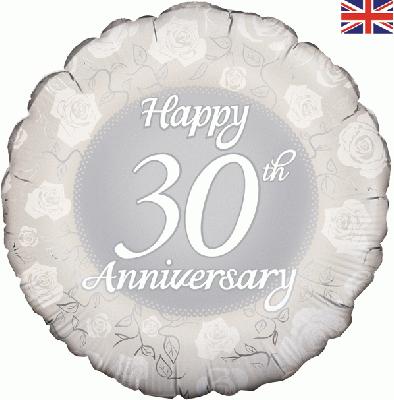 18" Happy 30th Birthday Blue Foil