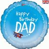 18" Happy Birthday Dad Airplane Foil Balloon