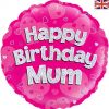 18" Happy Birthday Mum Holographic Foil Balloon