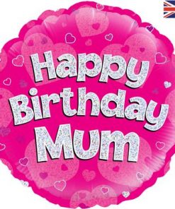 18" Happy Birthday Mum Holographic Foil Balloon