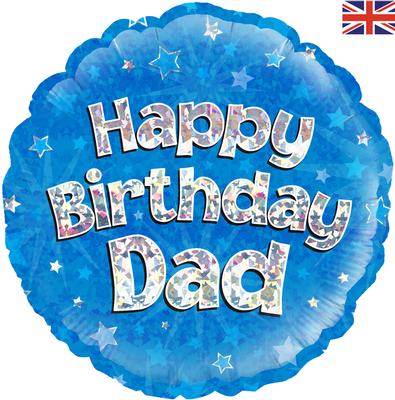 18" Happy Birthday Dad Holographic Foil Balloon