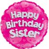 18" Happy Birthday Sister Holographic Foil Balloon