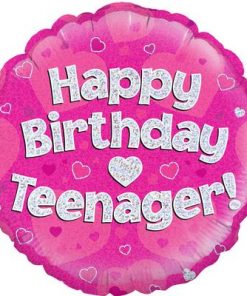 18" Happy Birthday Teenager Pink Foil Balloon