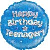 18" Happy Birthday Teenager Blue Foil Balloon