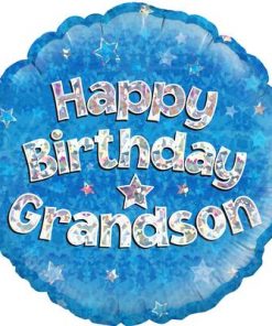 18" Happy Birthday Grandson Holographic foil balloon