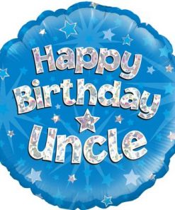 18" Happy Birthday Uncle Blue Holographic Foil