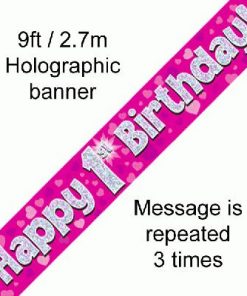 1st Birthday Pink Banner
