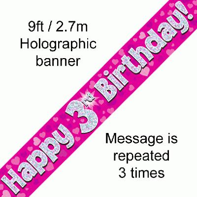 3rd Birthday Pink Banner