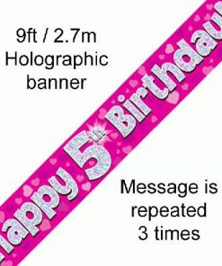 5th Birthday Pink Banner