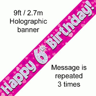 6th Birthday Pink Banner