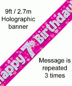 7th Birthday Pink Banner