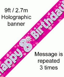 8th Birthday Pink Banner