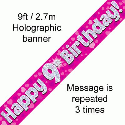 9th Birthday Pink Banner