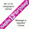 13th Birthday Holographic Pink Banner