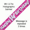 14th Birthday Holographic Pink Banner