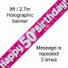 50th Birthday Holographic Pink Banner
