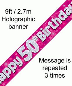 Banner Compleanno 65° – Sparkling Fizz – Bianco, Oro Rosa E Olografico – Lunghezza 2,7 M X 13 Cm – Decorazione Festa