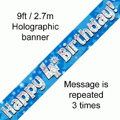 4th Birthday Blue Banner