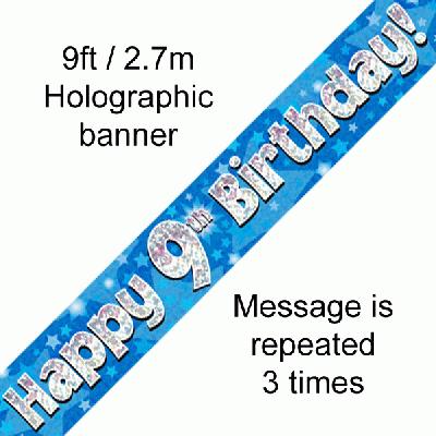 9th Birthday Blue Banner