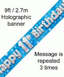 11th Birthday Blue Banner