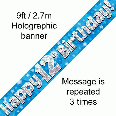 12th Birthday Blue Banner