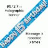 15th Birthday Holographic Blue Banner