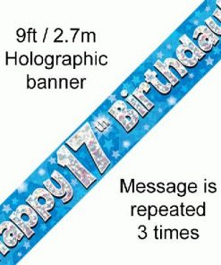 17th Birthday Holographic Blue Banner